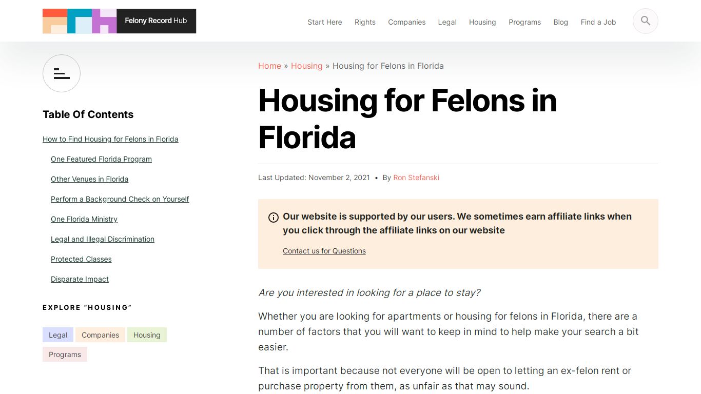 Housing for Felons in Florida | Felony Record Hub